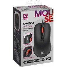 Мышь Defender Omega MB-522 черный оптическая 1600dpi silent USB 3but (52522)