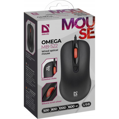Мышь Defender Omega MB-522 черный оптическая 1600dpi silent USB 3but (52522)