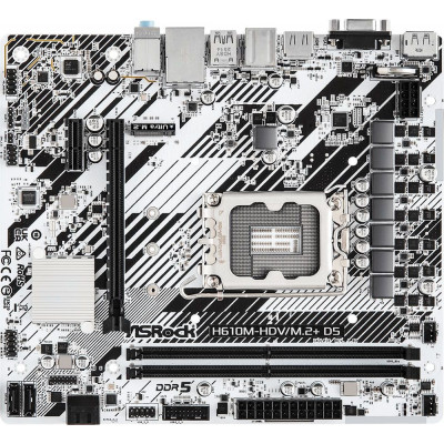 Материнская плата Asrock H610M-HDV/M.2+ D5 Soc-1700 Intel H610 2xDDR5 mATX AC`97 8ch(7.1) GbLAN+VGA+HDMI+DP