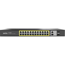 Коммутатор Netis P124GH (L2) 24x100Мбит/с 2x1Гбит/с 1xКомбо(1000BASE-T/SFP) 1SFP 24PoE 24PoE+ 360W неуправляемый