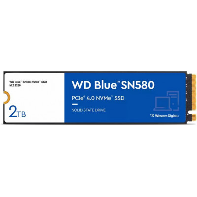Накопитель SSD WD S PCIe 4.0 x4 2TB WDS200T3B0E Blue SN580 M.2 2280
