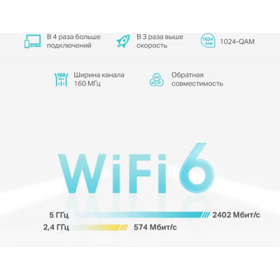 Бесшовный Mesh роутер TP-Link Deco X50-PoE(1-pack) AX3000 1000/2500BASE-T белый