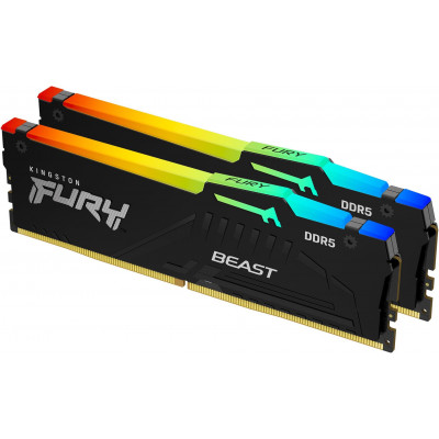 Память DDR5 2x32GB 6000MHz Kingston KF560C36BBEAK2-64 Fury Beast Black RGB RTL Gaming PC5-48000 CL36 DIMM 288-pin 1.35В kit single rank с радиатором Ret