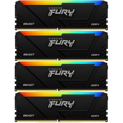 Память DDR4 4x8GB 3200MHz Kingston KF432C16BB2AK4/32 Fury Beast RGB RTL Gaming PC4-25600 CL16 DIMM 288-pin 1.35В dual rank с радиатором Ret