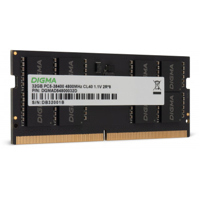 Память DDR5 32GB 4800MHz Digma DGMAS54800032D RTL PC5-38400 CL40 SO-DIMM 262-pin 1.1В dual rank Ret