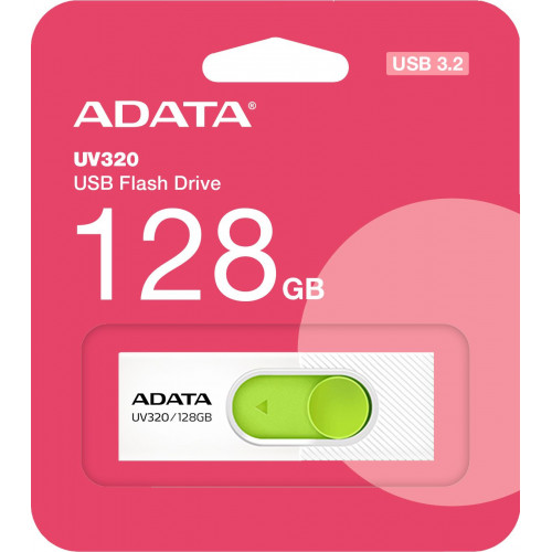 Флеш Диск A-Data 128GB UV320 AUV320-128G-RWHGN USB3.2 белый/зеленый