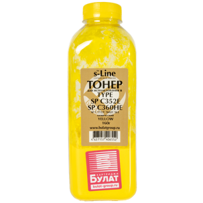 Тонер Ricoh SP C352/C360 банка 160г SP C352E/SP C360HE Yellow хим БУЛАТ s-Line
