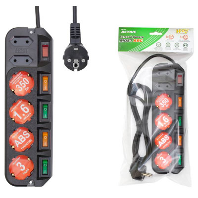 Сетевой фильтр Most ARG 3м (6 розеток) черный (коробка)