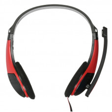 Наушники с микрофоном Оклик HS-M150 черный/красный 2.2м накладные оголовье (359486)