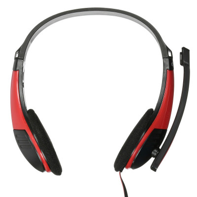 Наушники с микрофоном Оклик HS-M150 черный/красный 2.2м накладные оголовье (359486)