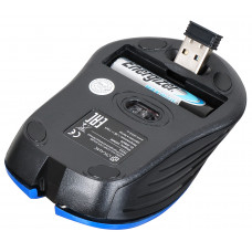 Мышь Оклик 545MW черный/синий оптическая 1600dpi беспров. USB для ноутбука 4but (368630)