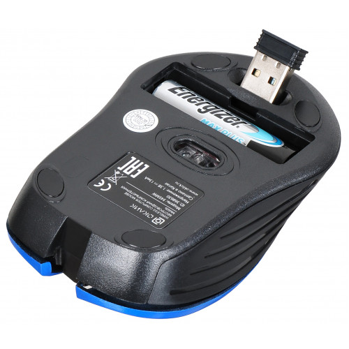 Мышь Оклик 545MW черный/синий оптическая 1600dpi беспров. USB для ноутбука 4but (368630)