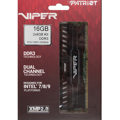 Память DDR3 2x8Gb 1600MHz Patriot PV316G160C0K Viper 3 RTL PC3-12800 CL10 DIMM 240-pin 1.5В