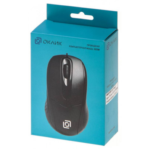 Мышь Оклик 305M черный оптическая 1000dpi USB 3but (412850)