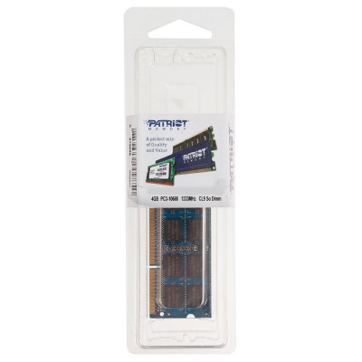 Память DDR3 4Gb 1333MHz Patriot PSD34G13332S RTL PC3-10600 CL9 SO-DIMM 204-pin 1.5В dual rank Ret