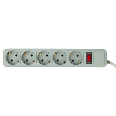 Сетевой фильтр PC Pet AP01006-5-G 5м (5 розеток) серый (пакет ПЭ)
