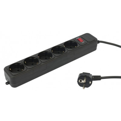 Сетевой фильтр PC Pet AP01006-5-B 5м (5 розеток) черный (пакет ПЭ)