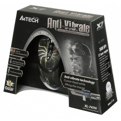 Мышь A4Tech Oscar Editor XL-747H коричневый/рисунок лазерная 3600dpi USB2.0 6but (XL-747H (BROWN SPIDER))