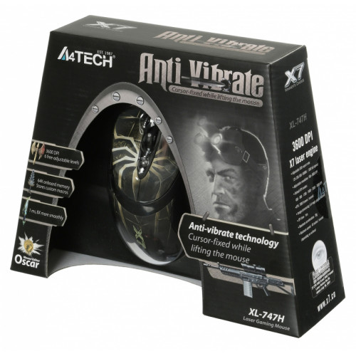 Мышь A4Tech Oscar Editor XL-747H коричневый/рисунок лазерная 3600dpi USB2.0 6but (XL-747H (BROWN SPIDER))