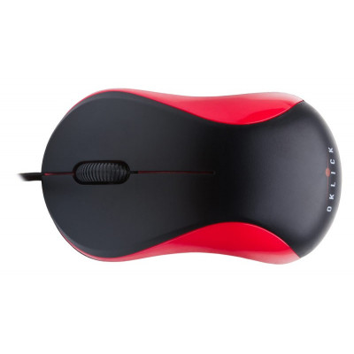 Мышь Оклик 115S черный/красный оптическая 1200dpi USB для ноутбука 3but (711637)
