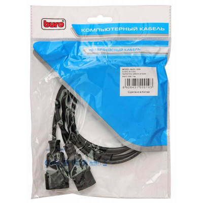 Кабель-удлинитель Buro AN23-1008 IEC C13 IEC C14 1.8м черный