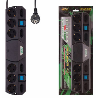 Сетевой фильтр Most TRG 2м (10 розеток) черный (коробка)