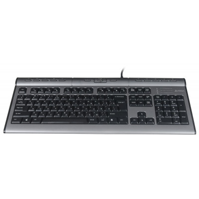 Клавиатура A4Tech KLS-7MUU серебристый/черный USB slim Multimedia (KLS-7MUU USB) кабель 1.5м