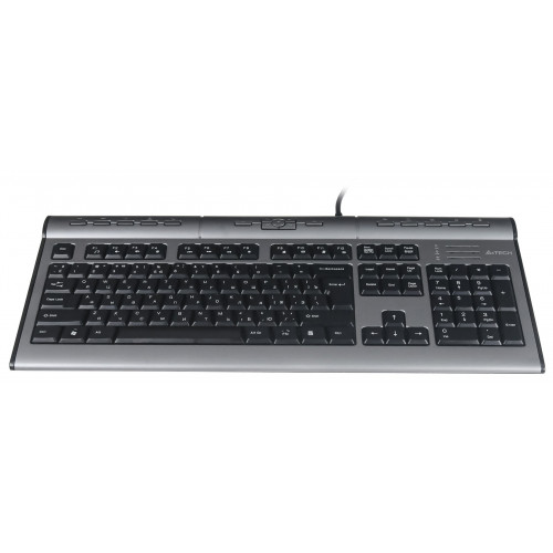 Клавиатура A4Tech KLS-7MUU серебристый/черный USB slim Multimedia (KLS-7MUU USB) кабель 1.5м
