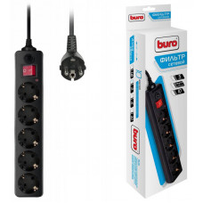 Сетевой фильтр Buro 500SH-3-B 3м (5 розеток) черный (коробка)