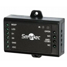 Автономный контроллер Smartec ST-SC010, вход Wiegand, память на 500 пользователей, двухцветная светодиодная индикация (зеленый, красный), 12 В, 20 мА, -40...+60 °С, 65х54х19мм