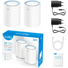 Бесшовный Mesh роутер Cudy M1200 (M1200(2-PACK)) AC1200 10/100BASE-TX белый (упак.:2шт)