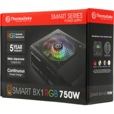 Блок питания Thermaltake ATX 750W Smart BX1 RGB 80+ bronze (20+4pin) APFC 120mm fan color LED 8xSATA RTL