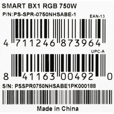 Блок питания Thermaltake ATX 750W Smart BX1 RGB 80+ bronze (20+4pin) APFC 120mm fan color LED 8xSATA RTL