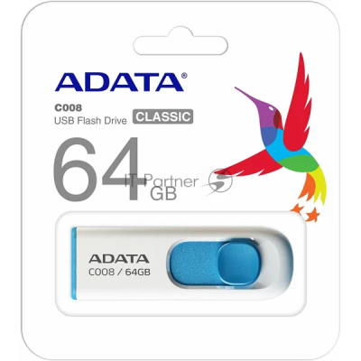 Флеш Диск A-Data 64GB Classic C008 AC008-64G-RWE USB2.0 синий/белый