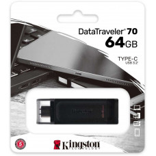 Флеш Диск Kingston 32Gb DataTraveler 70 Type-C DT70/32GB USB3.2 черный