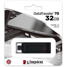 Флеш Диск Kingston 64Gb DataTraveler 70 Type-C DT70/64GB USB3.2 черный