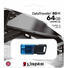 Флеш Диск Kingston 64Gb DataTraveler 80 M Type-C DT80M/64GB USB3.2 черный