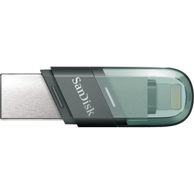 Флеш Диск Sandisk 64Gb iXpand Flip SDIX90N-064G-GN6NN USB3.1 зеленый/серебристый