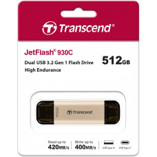 Флеш Диск Transcend 512GB Jetflash 930C TS512GJF930C USB3.0 золотистый/черный