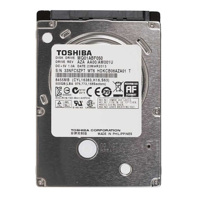Жесткий диск Toshiba SATA-III 500GB MQ01ABF050 4KN (5400rpm) 8Mb 2.5"