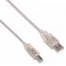 Кабель Buro USB2.0-AM/BM-3-TRANS USB A(m) USB B(m) 3м прозрачный