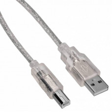 Кабель Buro USB2.0-AM/BM-Trans USB A(m) USB B(m) 1.8м прозрачный