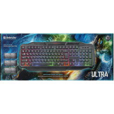 Клавиатура Defender Ultra HB-330L черный USB LED (подставка для запястий)