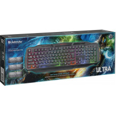 Клавиатура Defender Ultra HB-330L черный USB LED (подставка для запястий)
