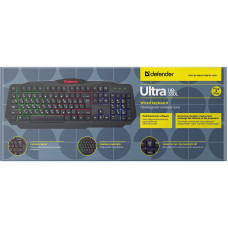 Клавиатура Defender Ultra HB-330L черный USB LED (подставка для запястий)