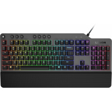 Клавиатура Lenovo K500 RGB механическая черный USB Multimedia for gamer LED (подставка для запястий) (GY40T26479) кабель 1.8м
