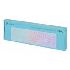 Клавиатура Оклик 420MRL белый USB slim Multimedia LED