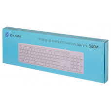 Клавиатура Оклик 500M белый USB slim Multimedia