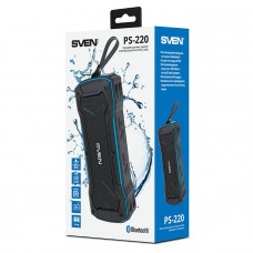 Колонка порт. Sven PS-220 черный/синий 10W 2.0 BT/3.5Jack/USB 10м 1200mAh