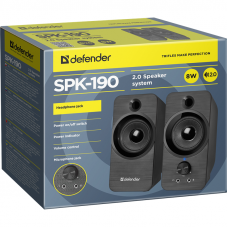 Колонки Defender SPK-190 2.0 черный 8Вт портативные